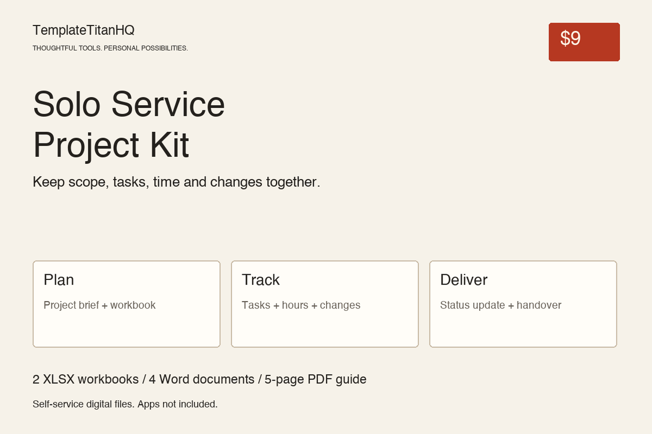 Solo Service Project Kit file overview illustration