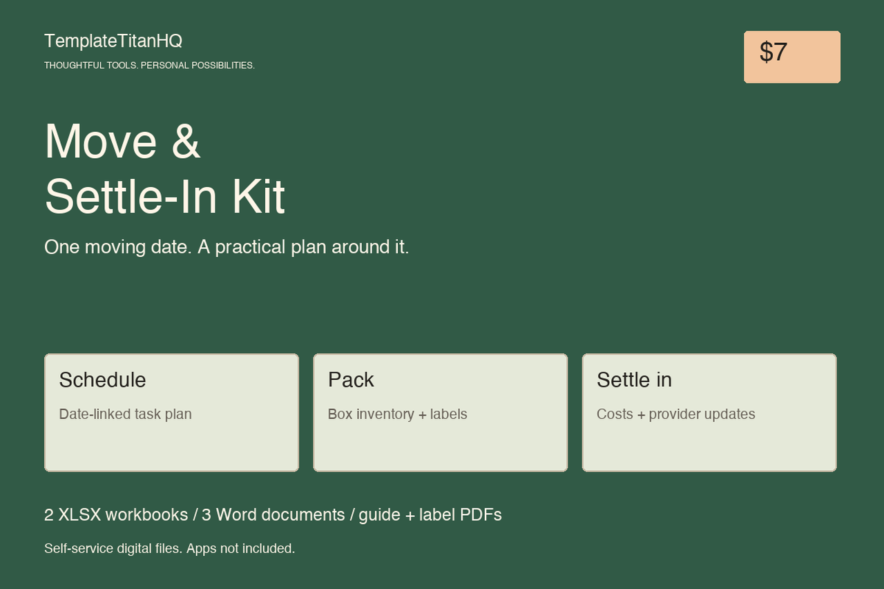 Move & Settle-In Kit contents overview illustration